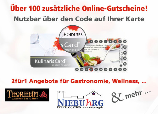 2 für 1 Gutscheinbuch im handlichen Scheckkartenformat online Gutschein